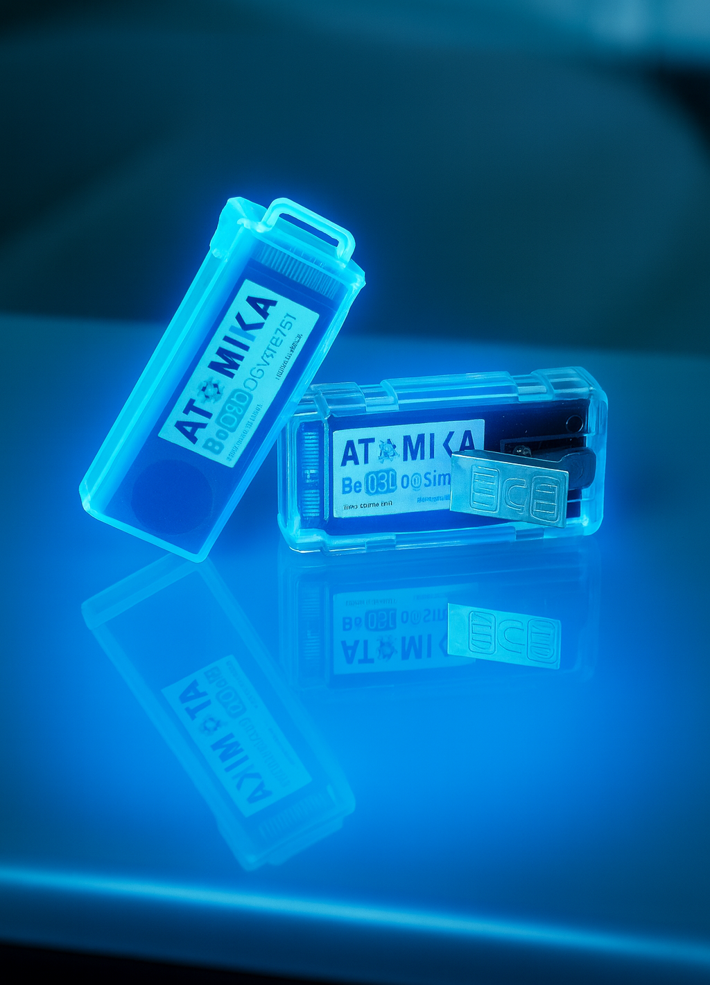Dispositivos ATMIKA con resplandor azul
